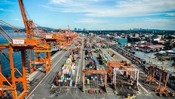 High view of the port of Vancouver.