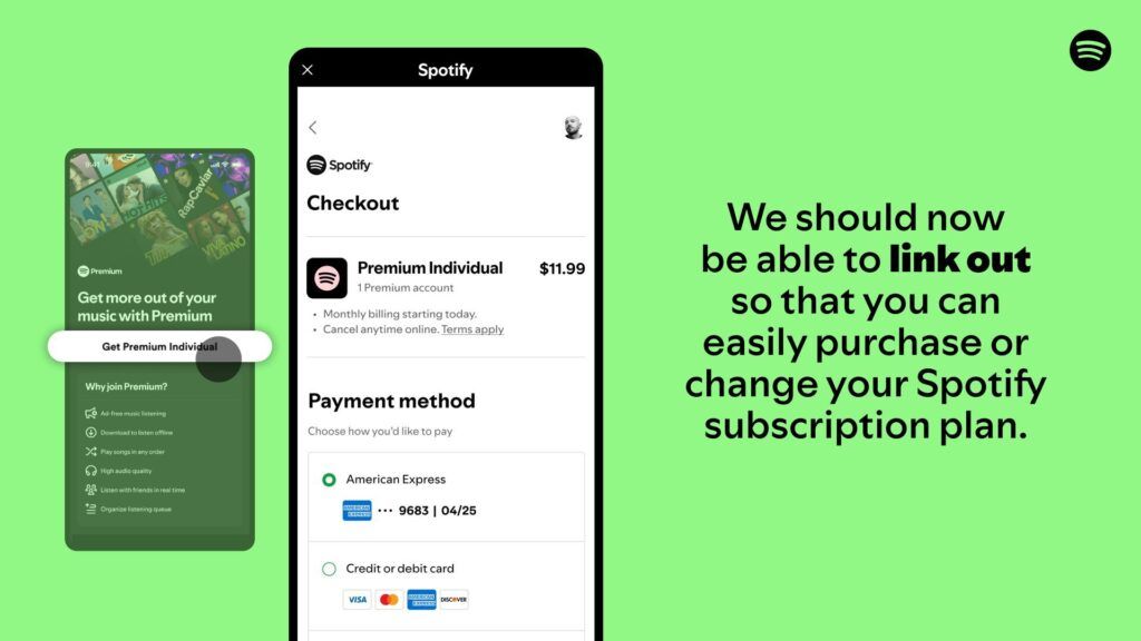 In the aftermath of the court decision, Spotify updated its application with subscriptions outside the App Store. In the aftermath of the court decision, Spotify updated its application with subscriptions outside the App Store.