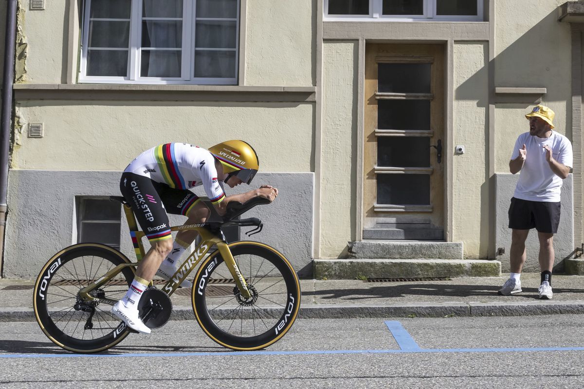 Remco Evenepoel of Belgium of the Sudal Quick-Step team during the prologue of the Tour de Romandie 2025 in Saint-Imier, Switzerland. Remco Evenepoel of Belgium of the Sudal Quick-Step team during the prologue of the Tour de Romandie 2025 in Saint-Imier, Switzerland.