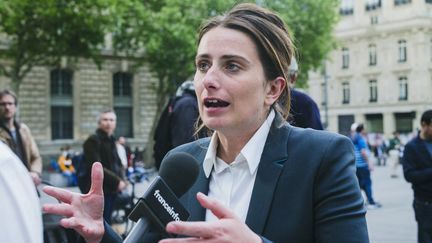Marine Tondelier, National Secretary of Ecologists, during the rally against Islamophobia, in Paris, April 27, 2025. (Virginie Haffner / Hans Lucas / AFP)