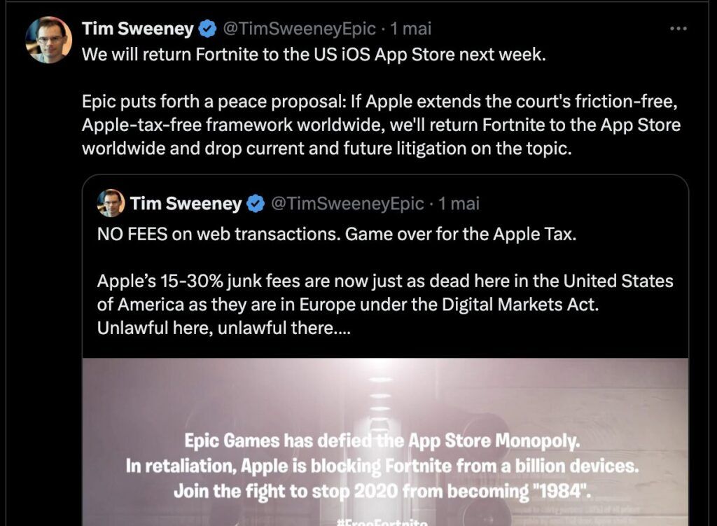 Tim Sweeney tweets. Tim Sweeney tweets.