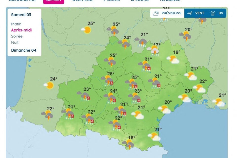 Here are the weather forecast in Occitania Sunday, May 4, 2025 in the morning