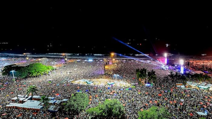 The Brazilian singer and DJ Pabllo Vittar performs on stage before the big free show by Lady Gaga in Copacabana, on May 3, 2025, in Rio de Janeiro, in Brazil.