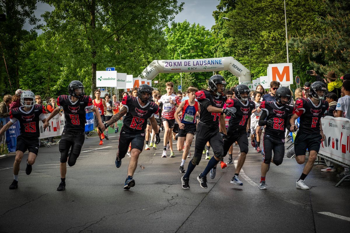 Departure from the 4 km boys' race 15/16 years old at the 20 kilometers of Lausanne, on May 3, 2025, with adolescents in racing clothes. Departure from the 4 km boys' race 15/16 years old at the 20 kilometers of Lausanne, on May 3, 2025, with adolescents in racing clothes.