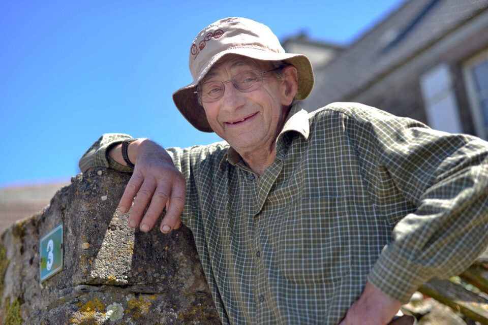 In front of his house in the hamlet of La Roche, in Auderville.