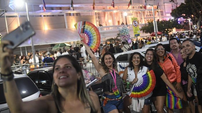 People arrive at the Megacaconcert of the American singer Lady Gaga on Copacabana beach in Rio de Janeiro, Brazil, May 3, 2025.