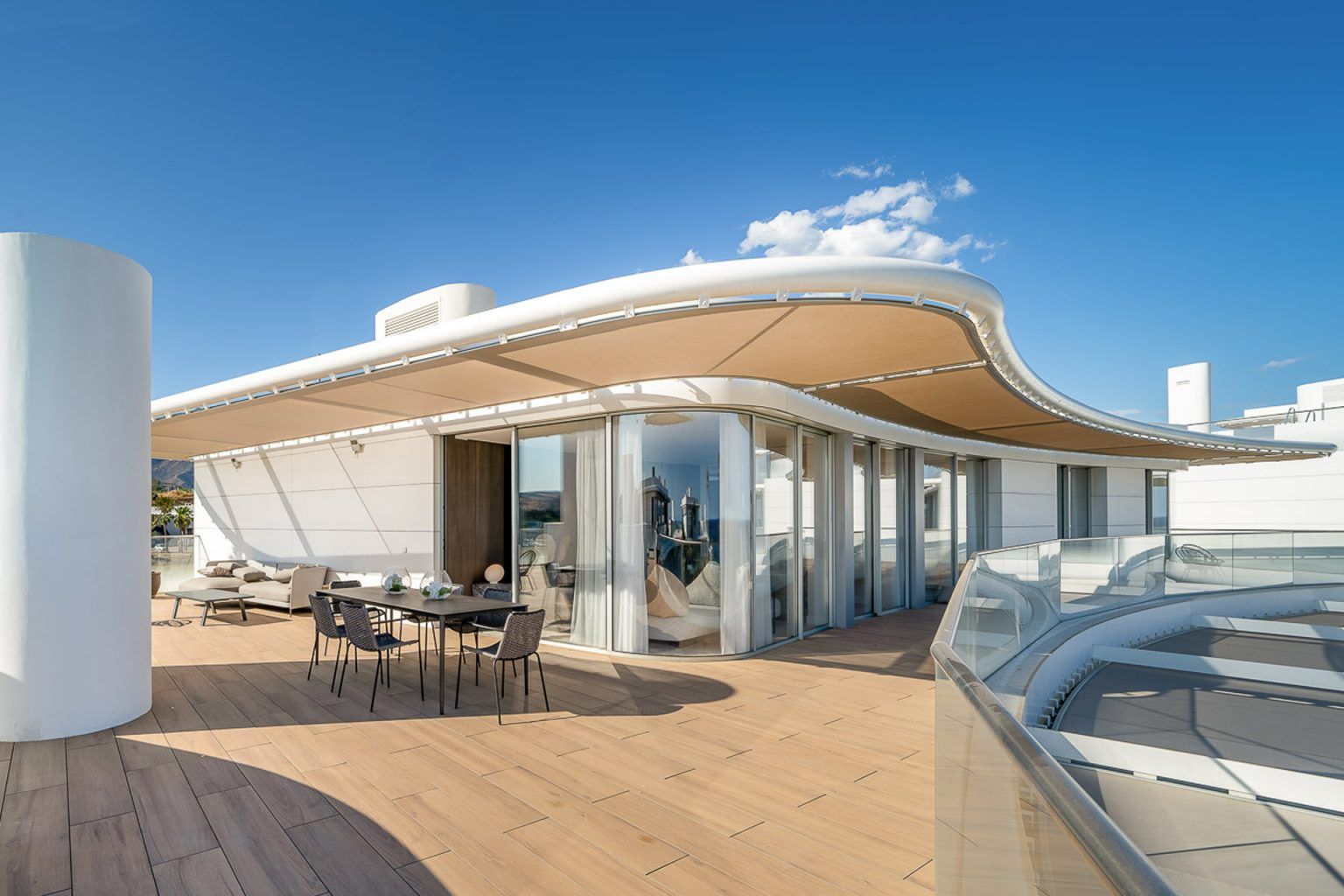 Design apartment in the sky seen on the sea