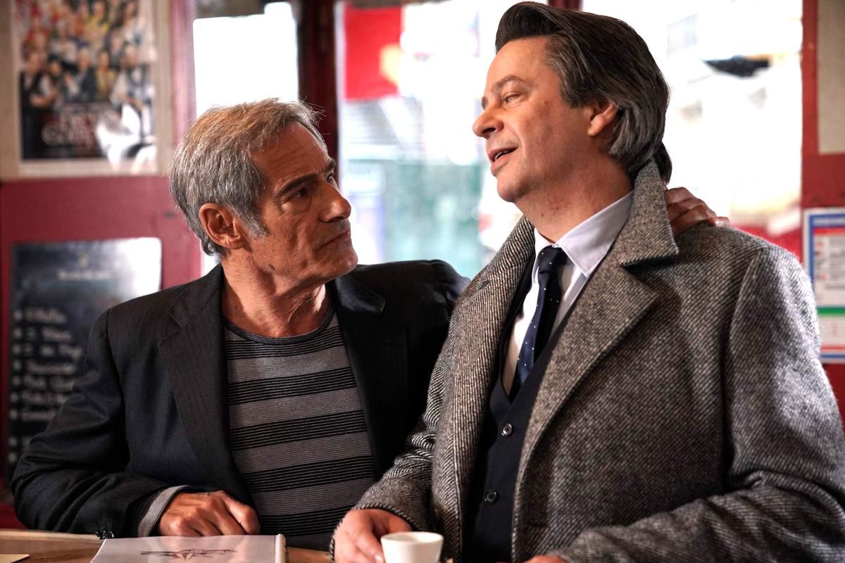 Photo Christophe Brachet - FTV - My neighbor prod. - Mother Prod. Gérard Lanvin and Thibault de Montalembert, an actor and his agent in full discord?