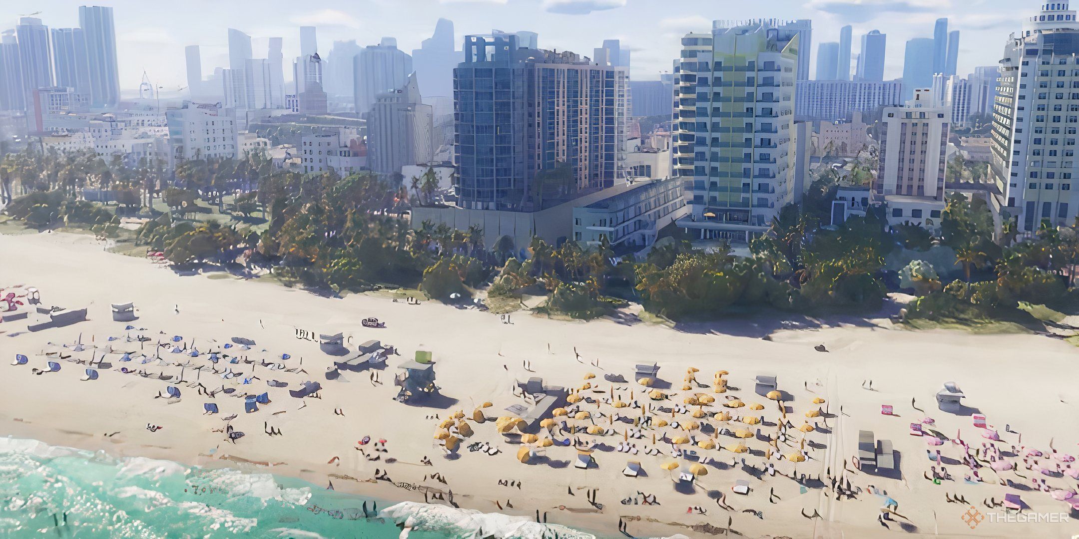 A bird's-eye view of Vice City in the GTA 6 trailer.