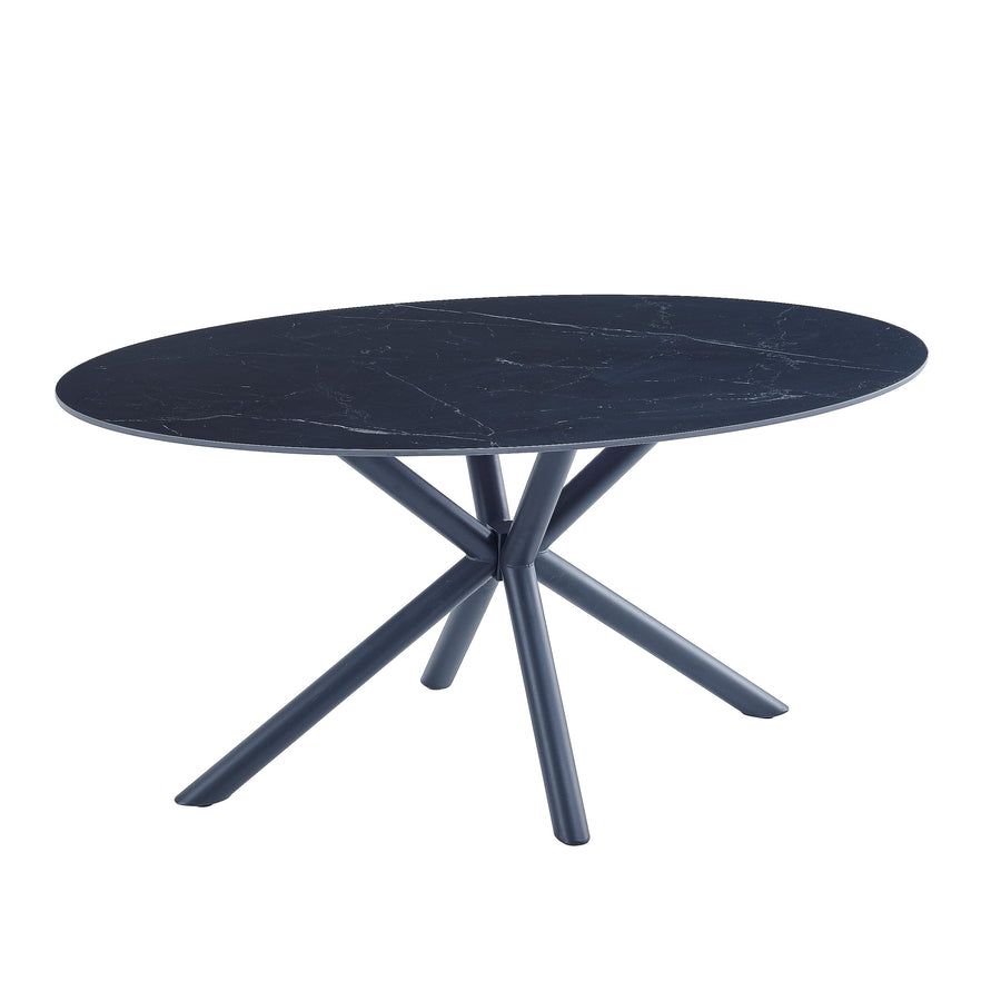 Casa Vital Melisana Oval Dining Table in Fritted Stone With Met Metal Mat Mat 160 x 90 x 76 cm Maximum load 50 kg
