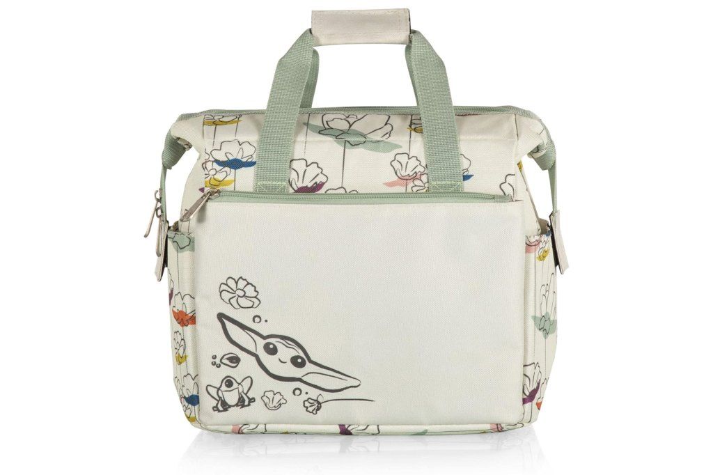 A lunch box featuring a cartoon character, Grogu