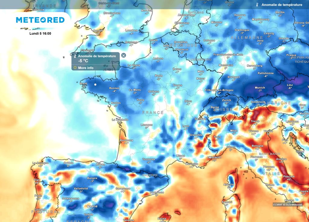 Temperature anomaly Monday afternoon Temperature anomaly Monday afternoon