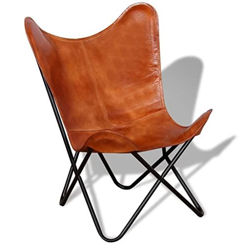 Vidaxl Papillon Chair Leather True Brown Home Room Home Chair