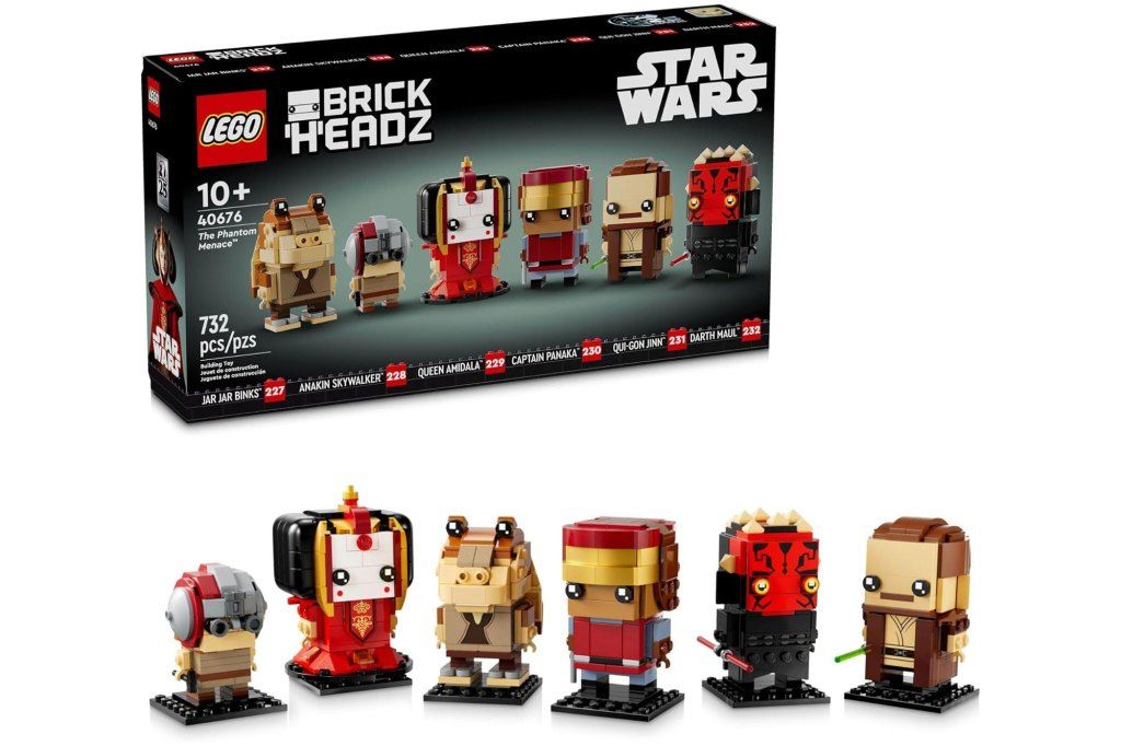 A box with a group of Lego figures