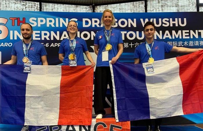 Sophie Foucher in gold in Chinese martial arts