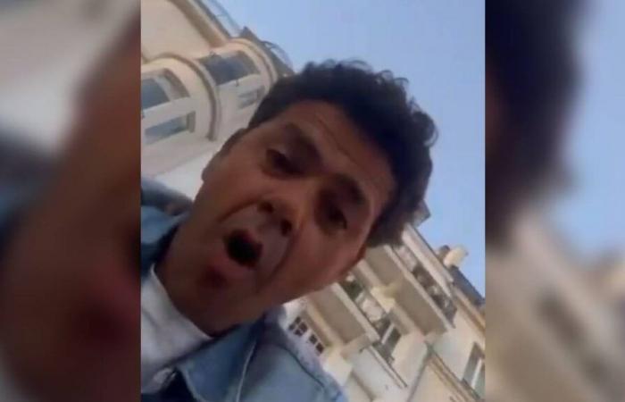 Jamel Debbouze films a scene as epic as it is improbable in the heart of Paris with a fish of 2.10 meters